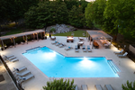 outdoor pool at night with lights